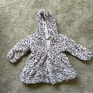 Fuzzy Leopard Print Pink Coat